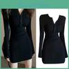 Knitted Long Black Dress Sleeve Women Pullover Slim Tight Sexy Hip Skirt Solid Color Simple Casual New Fashion Hotsweet Gothic
