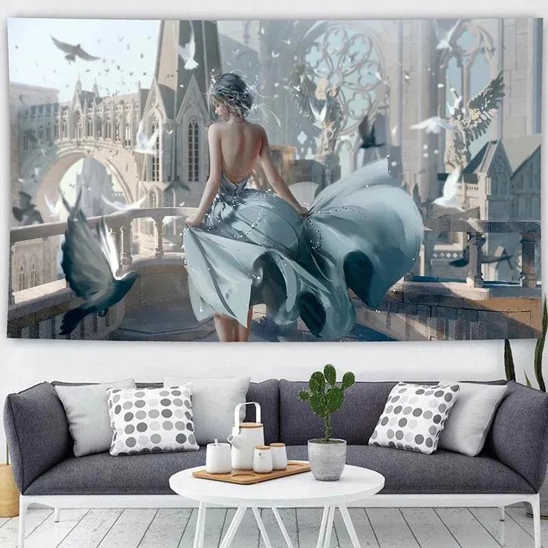 Сексуальная аниме красота гобелен офис гостиная гобелен украшение стены дома гобелен — фото 14