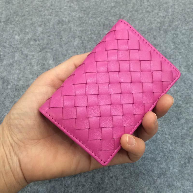 Na skladě: 2019 Letní Unisex Pletená Peněženka z Jehněčí Kůže na ID a Vizitky s Mincovkou - Velká Kapacita, Jednobarevná.