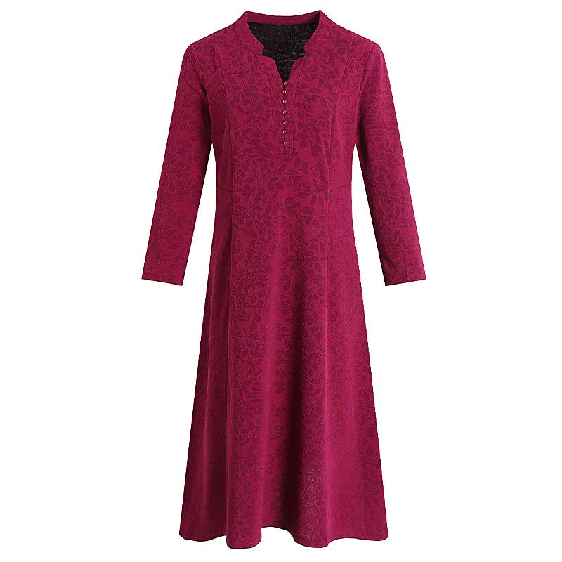 Mámino středně dlouhé plus size šaty s fleecovou podšívkou na jaro a podzim - Zeštíhlující střih pro dámy středního věku a starší