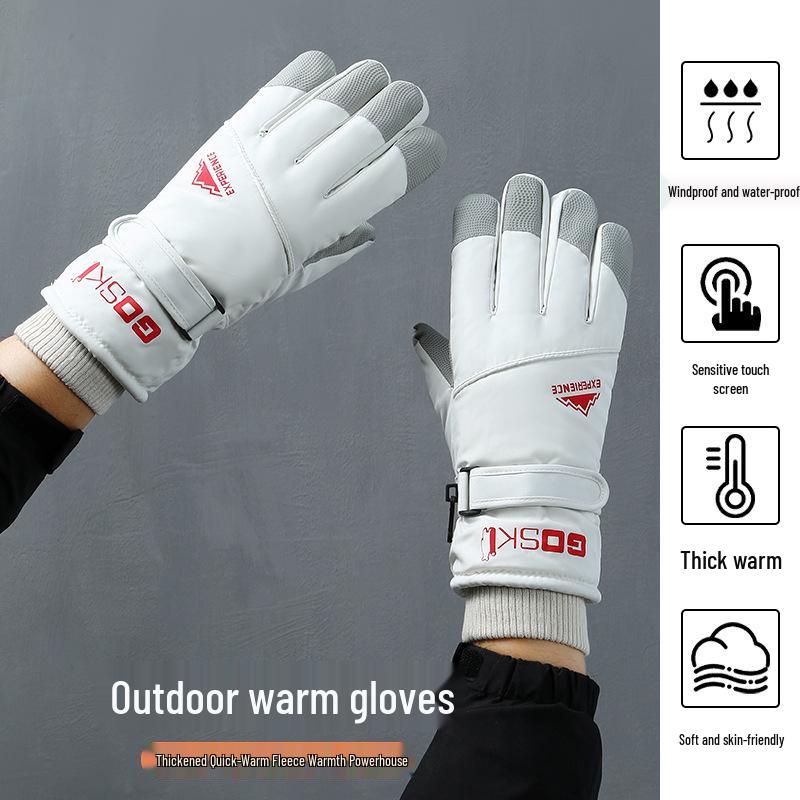 

Men s Winter Motorcycle Ski Gloves: Plus Size, Thickened, Velvet Lined, Warm, Windproof, Coldproof Cotton One Size
