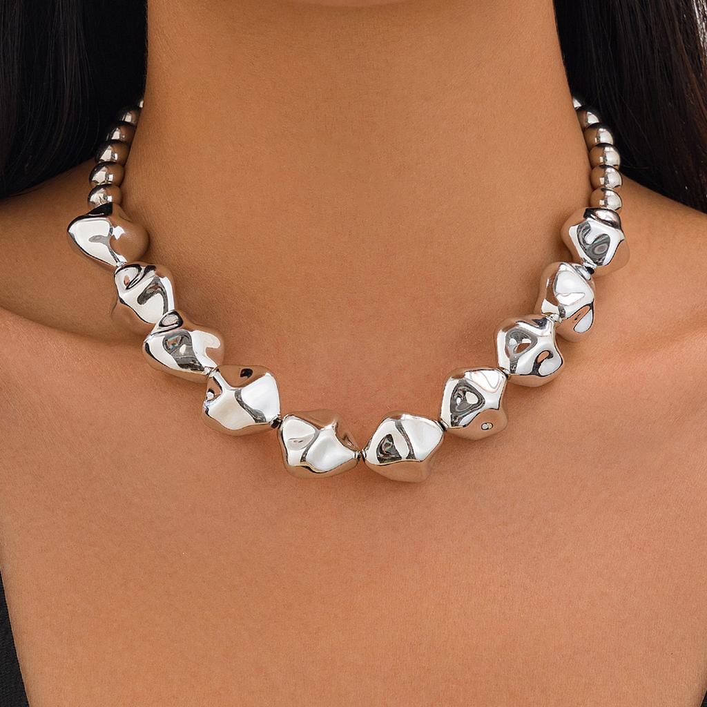 Salircon Minimalism Geometric CCB Beads Chain Choker Necklace Bracelets for Women Men 2026 Trend Punk Party Jewelry Set
