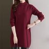 Half Turtleneck Knitted Sweater Women's Casual Long-sleeved Mid-length Sweater Solid Color Autumn and Winter Pullover