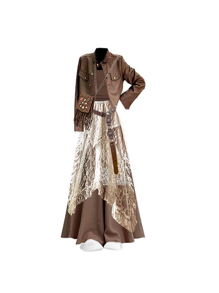 Early Autumn Bohemian Outfit: Wasteland-Style Jacket, Suit Skirt & Dress M