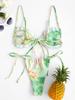 ZAFUL Tie Dye Auspicious Clouds Lettuce Trim String Bikini Swimwear