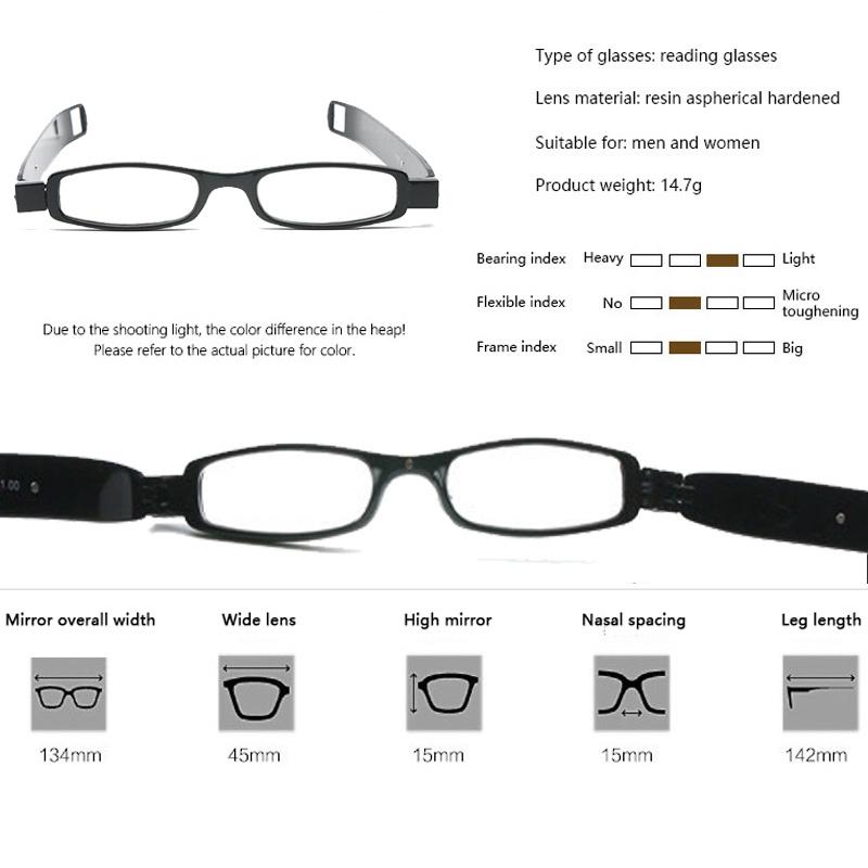 1Pcs Upgraded 360 Degree Rotation Reading Glasses Ultraportability Mini Slim Folding Eyeglass Spectacles For Old Man Grandmother