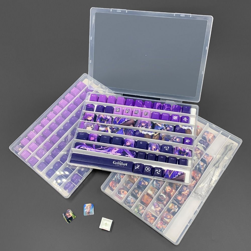 77 1U Keys Clear Keycaps Case with Paper Dividers Keyboard Keycaps Tray Home