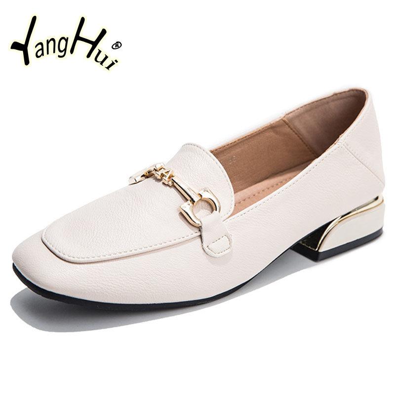 British Style Square Thick Heel Loafers Pumps 2024 New Fashion Khaki Casual Round Toe Women's Shoes Mary Janes Spring Autumn