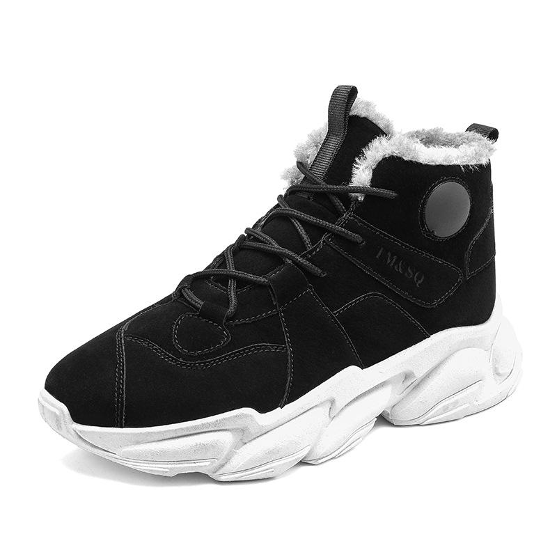 New high-top cotton shoes, autumn and winter cotton-added warm fashion casual platform shoes lace-up trend single shoes men
