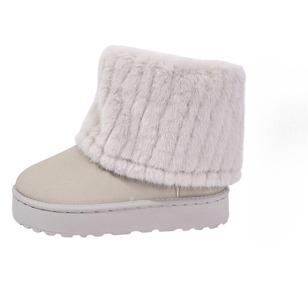 New Style Shoes Thick-soled Sleeve Plush Snow Boots Women's Mid-calf Boots