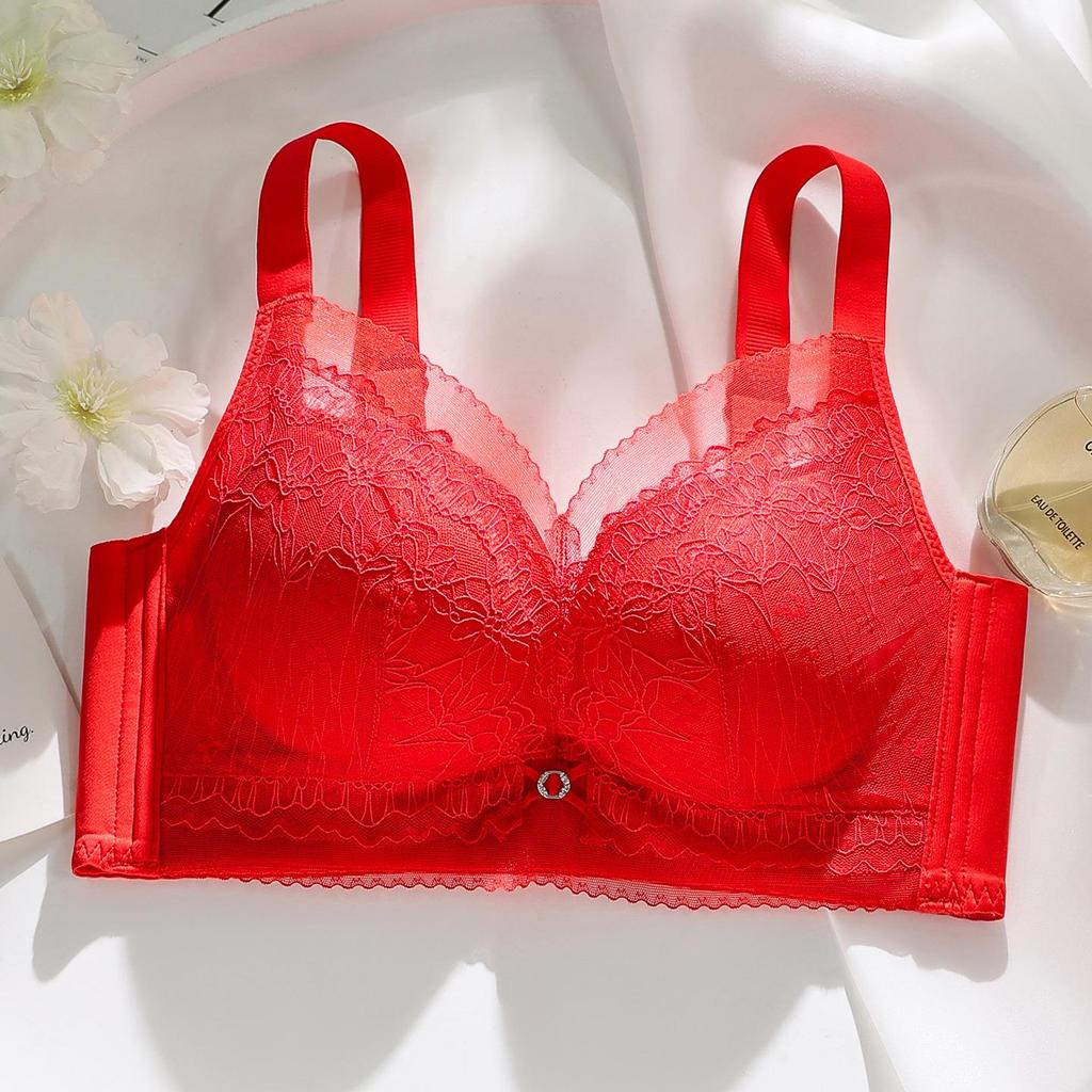 Elegant Cartoon Lace Bra for Women - Small Bust Lift, Side Support, Anti-Sagging, Wire-Free Design