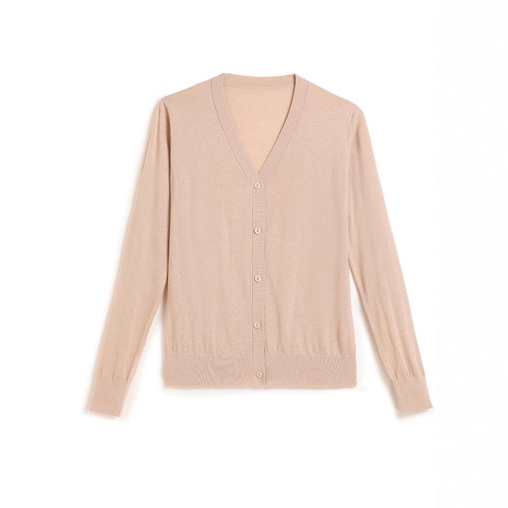 Women's Fine-Spun V-Neck Cashmere Cardigan - Lightweight, Versatile, and Perfect for Early Spring and Summer