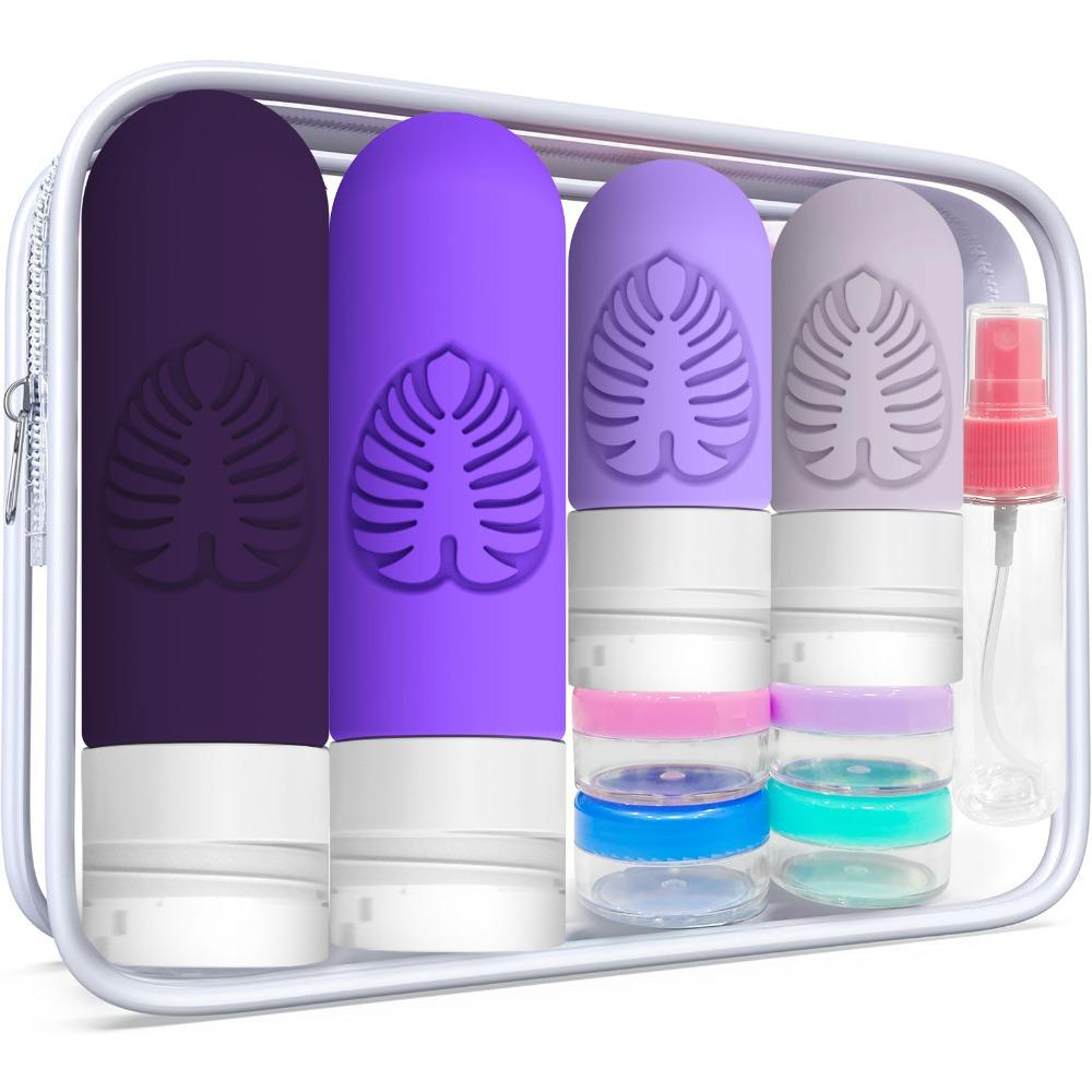 

Непротекаемый дорожный набор бутылочек с сумкой для хранения Контейнер для шампуня Премиальные бутылочки для туалетных принадлежностей Путешествие фиолетовый