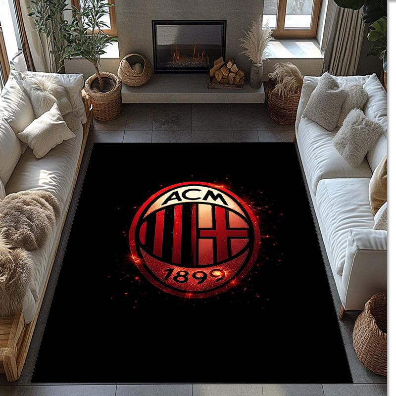 AC Milan Theme rug Soft Crystal Velvet Area Rug Non-Slip Floor Carpet for Living Room Bedroom Nursery
