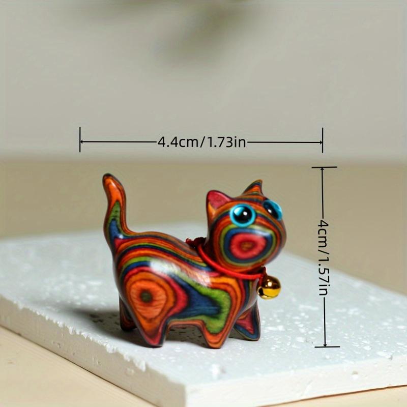 Handcrafted Wooden Cat Figurine Charming Big Eyed Kitty Creative Carved Collectible Versatile Indoor Decor Christmas Gift