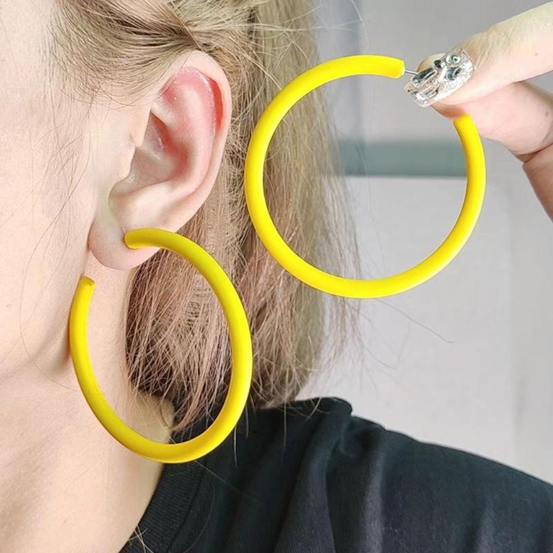 Stylish Circle Hoop Earrings Dangle Earrings Comfortable Ear Jewelry Acrylic Texture Suitable for Daily and Party Wear