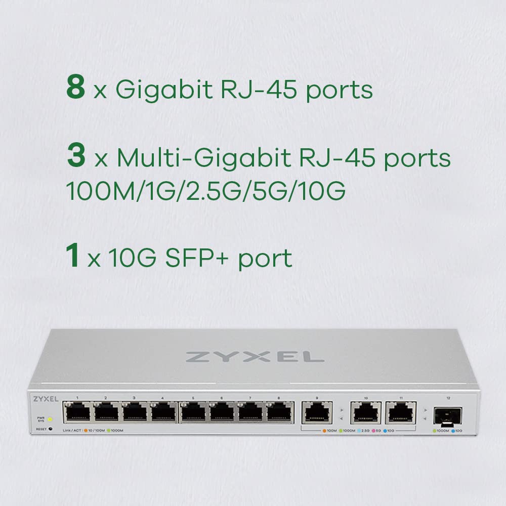 ZYXEL Gigabit Switching Hub Fanless For Small and Corporations Invoice Business Operators I Replacement 12-port Desktop, Offices, Stores,
