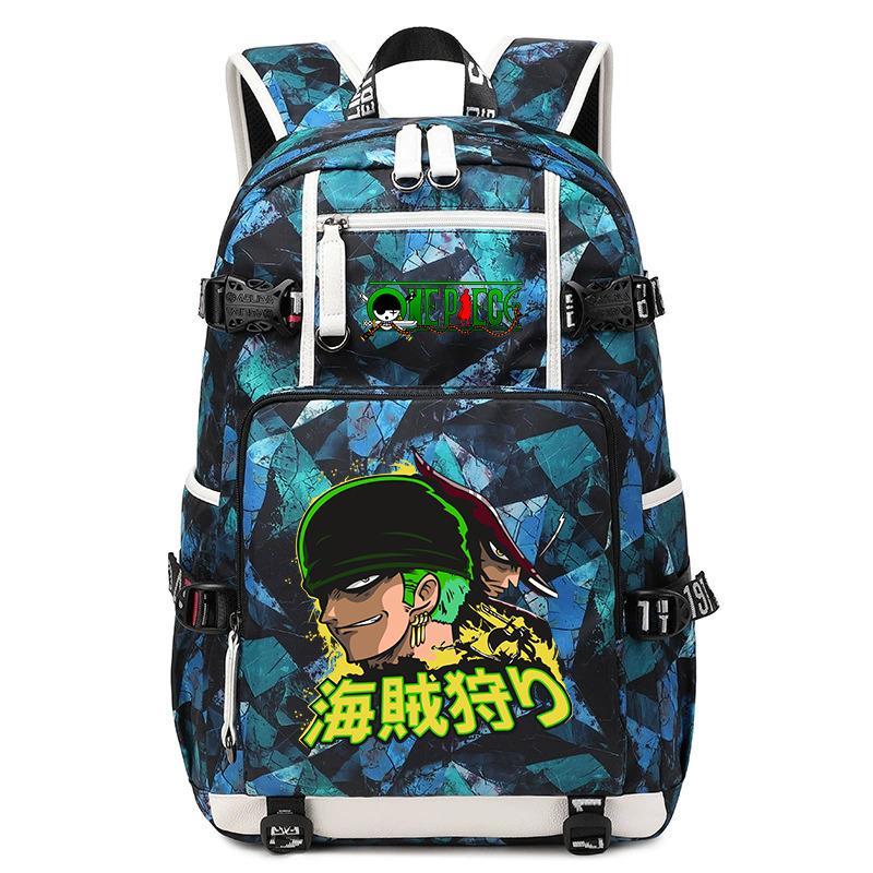 One Piece Zoro Print Large Capacity School Backpack For Kids Teens Anime Bookbag