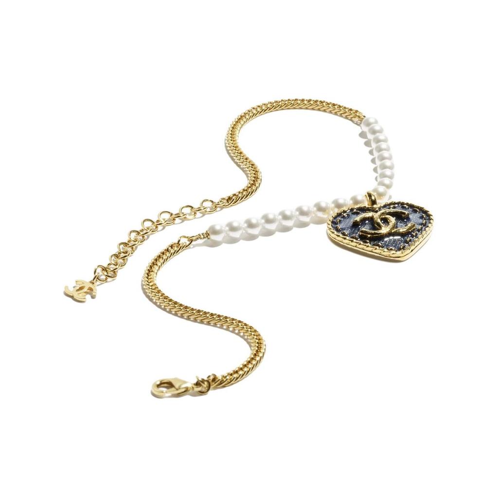 Chanel Logo Metal Imitation Pearl Necklace Women Necklace Gold ABC710-B15374-NU455