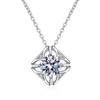 Bague Ringen Pure S925 Sterling Silver Necklace For Women 1ct VVS Moissanite Diamond Jewelry Classic Square Pendant Clavicle Chain