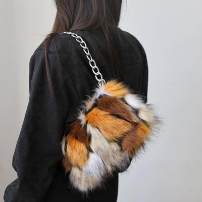 Damen Umhängetaschen Kunstpelz Tragetasche Flauschige Umhängetaschen für Damen Abendtaschen Weiche Flauschige Umhängetasche mit Kettenriemen
