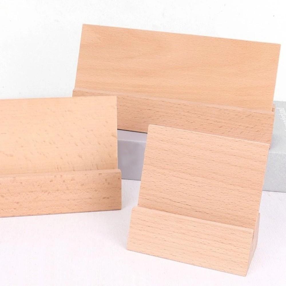 Support de calendrier de bureau en bois naturel Base stable Support pour cartes postales Support décoratif pour cartes de jeu Hôtel