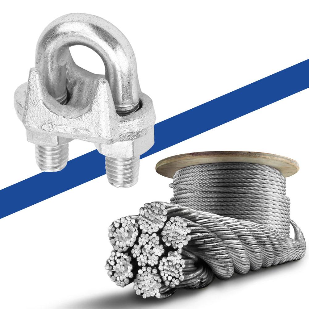 5 pcs Stainless Steel Clamp Wire Rope Clip Cable Clamp Fastener Silver (M6)