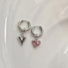 Accessories French Sweet Pink Zircon Love Earrings Versatile Gas A Two Wear Earrings Women