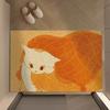 Cartoon Cats Print PVC Loop Doormat Blue Yellow Color Block Cuttable Dust Removal Non Slip Wear Resistant Floor Rug Home Decor