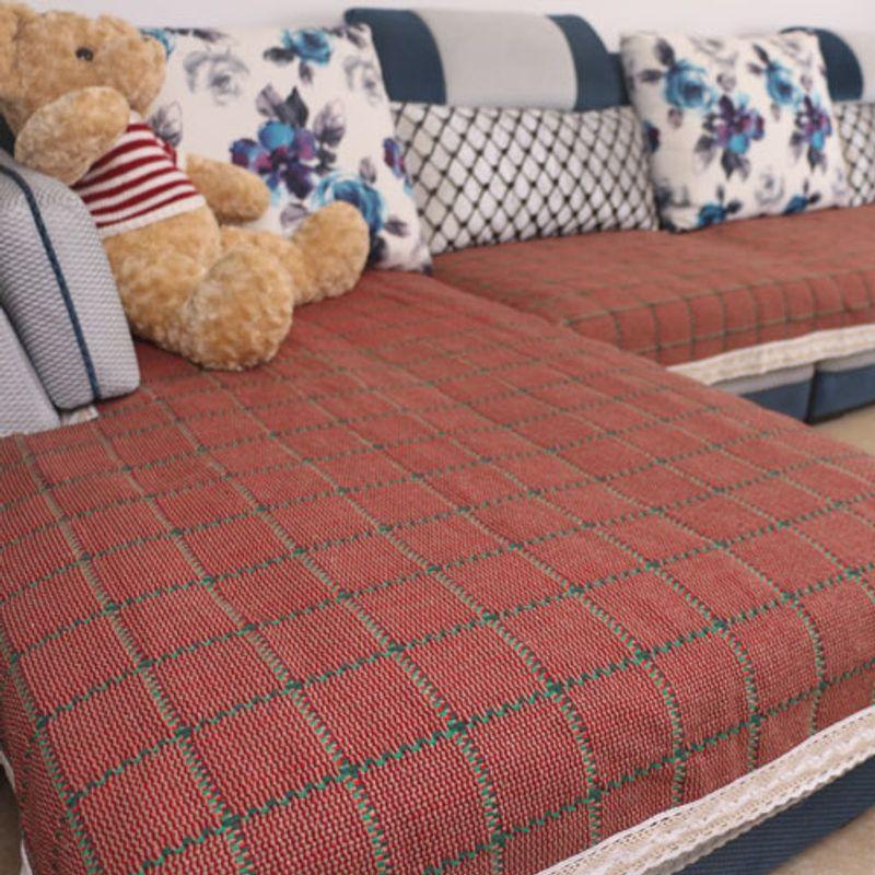 

Gingham Series All Year Round Neutral Solid Wood Sofa Cushion Cotton Linen Fabric Non Slip Old Coarse Cloth Anti-Static Xindi Woven Jujube red lattice 45*45cm (custom shoot this)