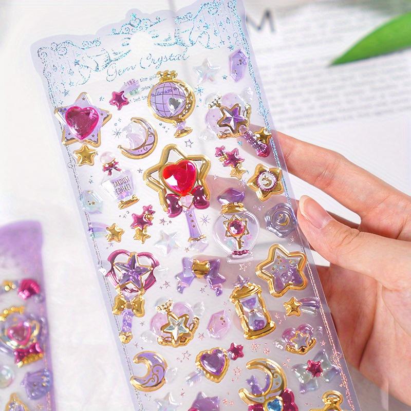 4 Styles Kawaii Delicate 3D Girly Gemstone Gilding Stickers Scrapbooking Diy Journal Stationery Sticker Deco Art Supplies