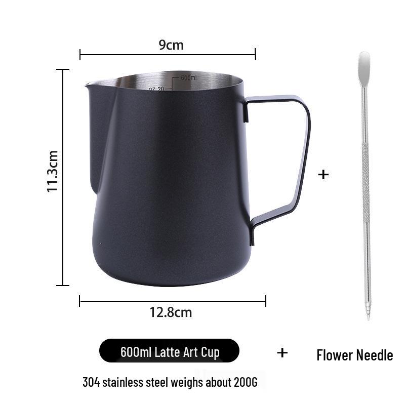 Pin Chuang 304 Stainless Steel Latte Art Cup with Scale, Pointed Spout, and Thickened Milk Frothing Design