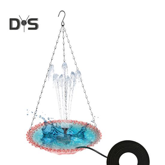 Bird Bath with Fountain Hanging Bird Feeder Bowl Outdoor Bird Bath with USB Powered Fountain for Garden Backyard Patio Front Porch