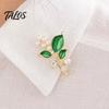 Talos Brooch Pin, Plant Shape Lapel Pin with Green Leaf Design, Imitation Pearl Rhinestone Combination Stable Buckle for Daily Commuting And