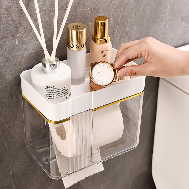 Wall-Mounted Bathroom Tissue & Towel Holder