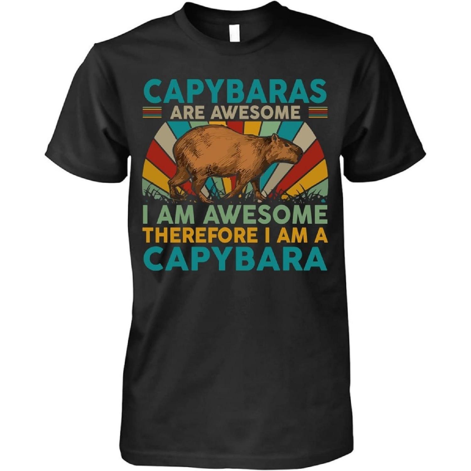 Capybara Lover Tshirt Retro Capybaras are Awesome Therefore I m a Capybara Gift T-Shirt for Men Women, Black, Large XXXXXL разноцветный