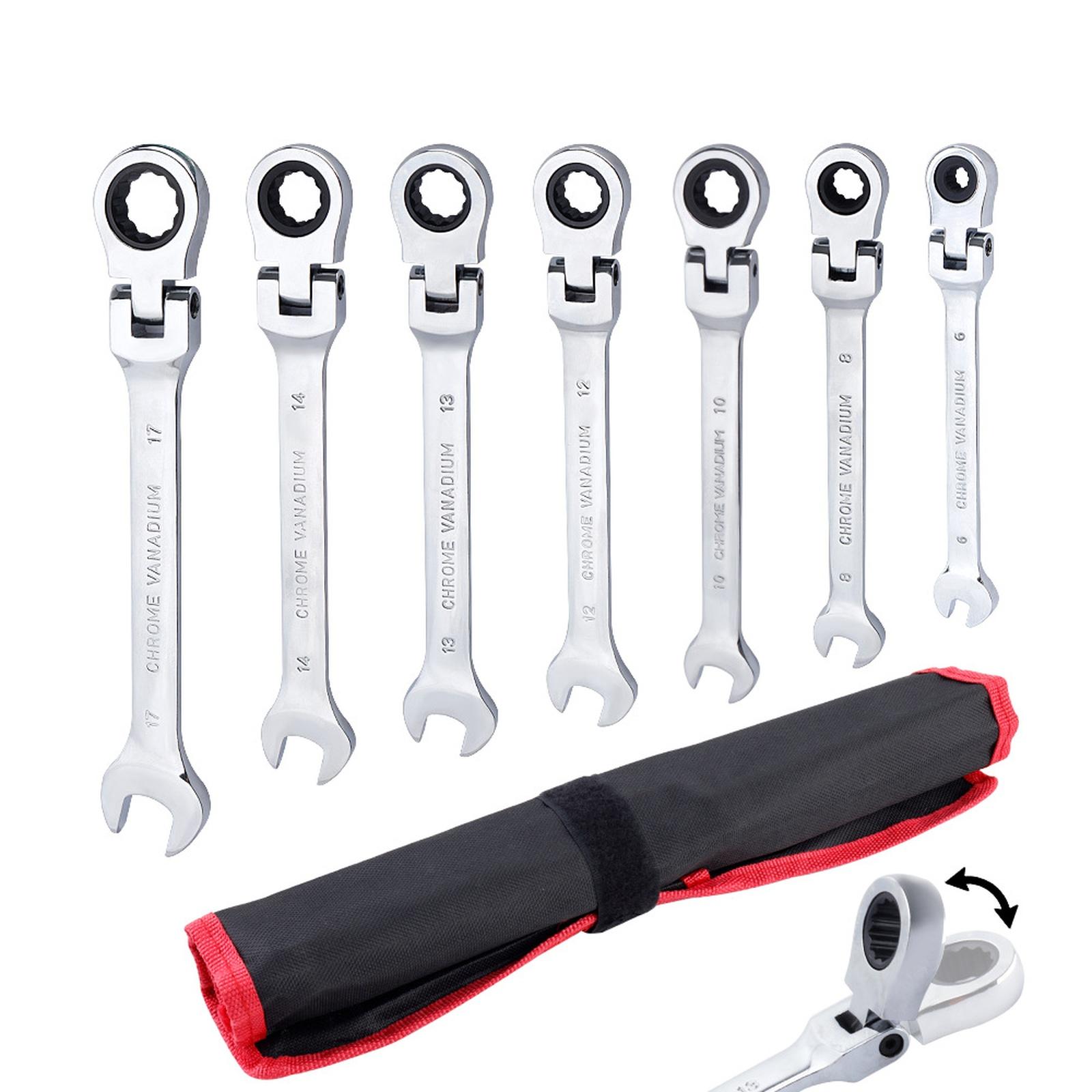 

Movable head ratchet 7-piece set, open tool -purpose 72-tooth One Size