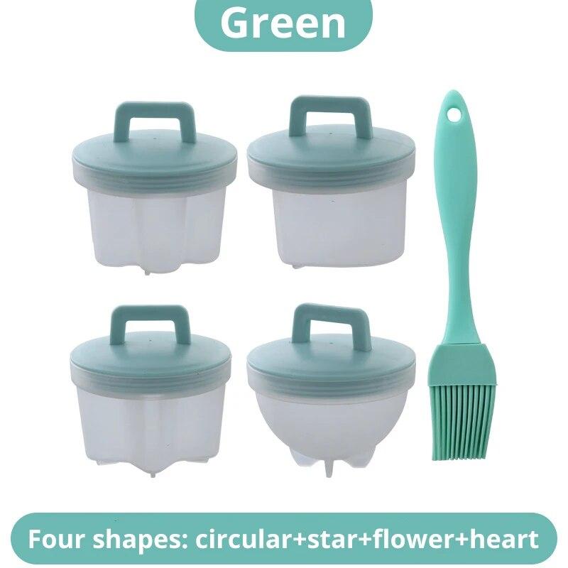 4pcs/set PP Kitchen Egg Steamer Creative Heart Shaped Circular Flower Shaped Star Shaped Steamed and Boiled Egg Mold