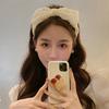 Big Lace Bowknot Hair Band Retro All Match for Women Washing Face Make Up Cosplay Going Out Beige