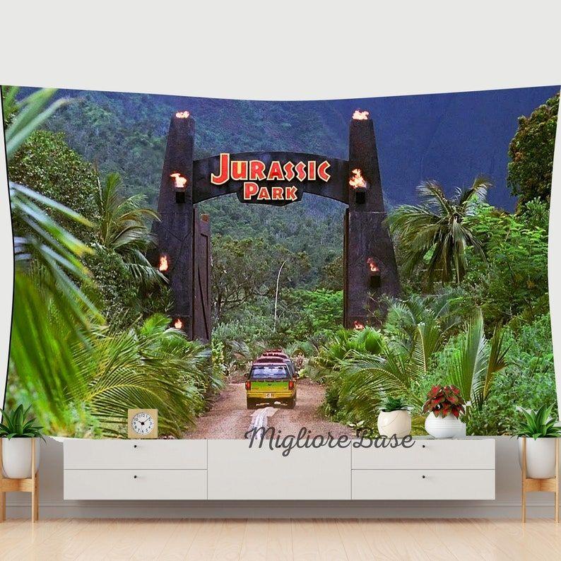 Tapestry Jurassic Park fantasy film dinosaur 75x100 чёрный