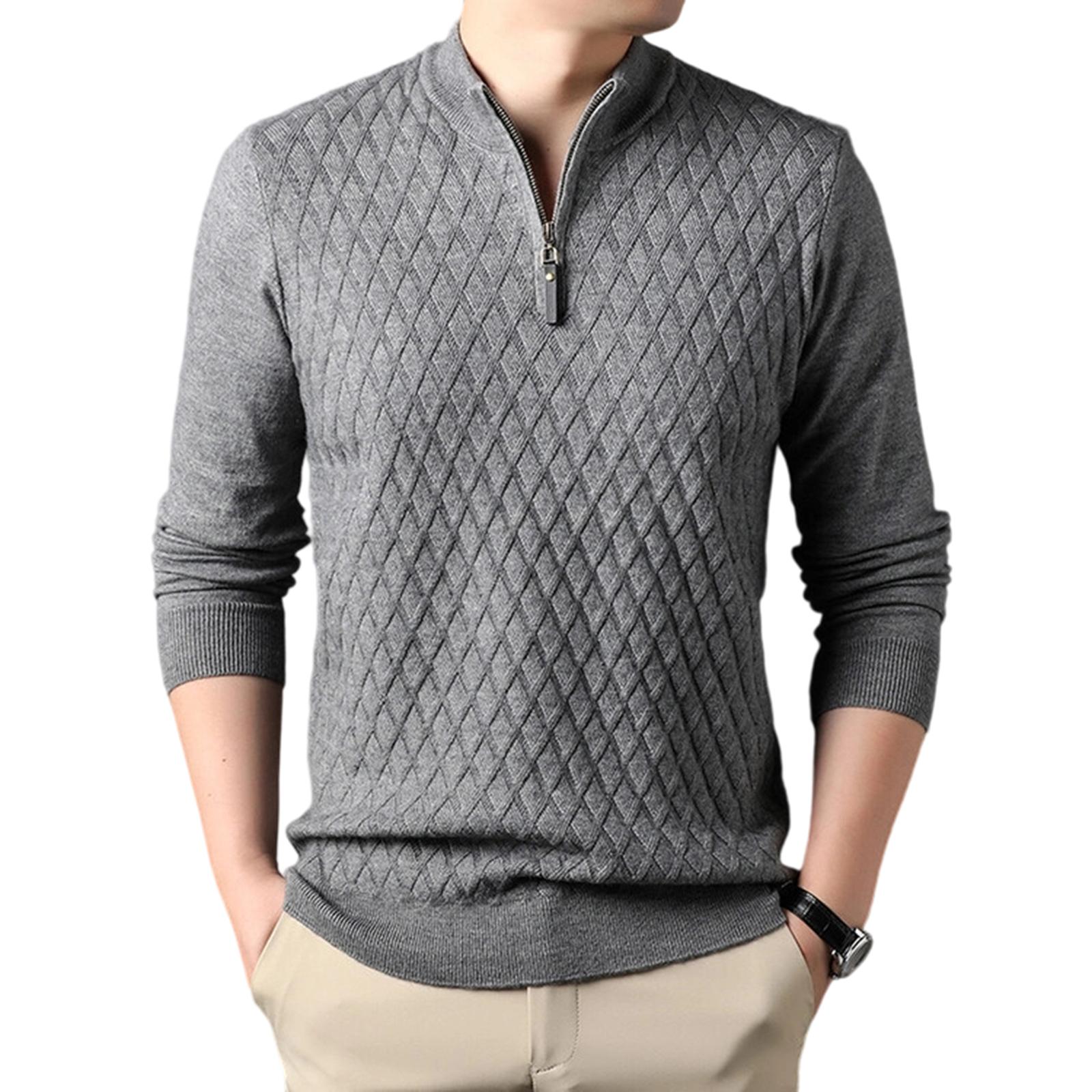 

Men Trend Leisure Half Zipper Standing Collar Knitted Sweater Sweater M