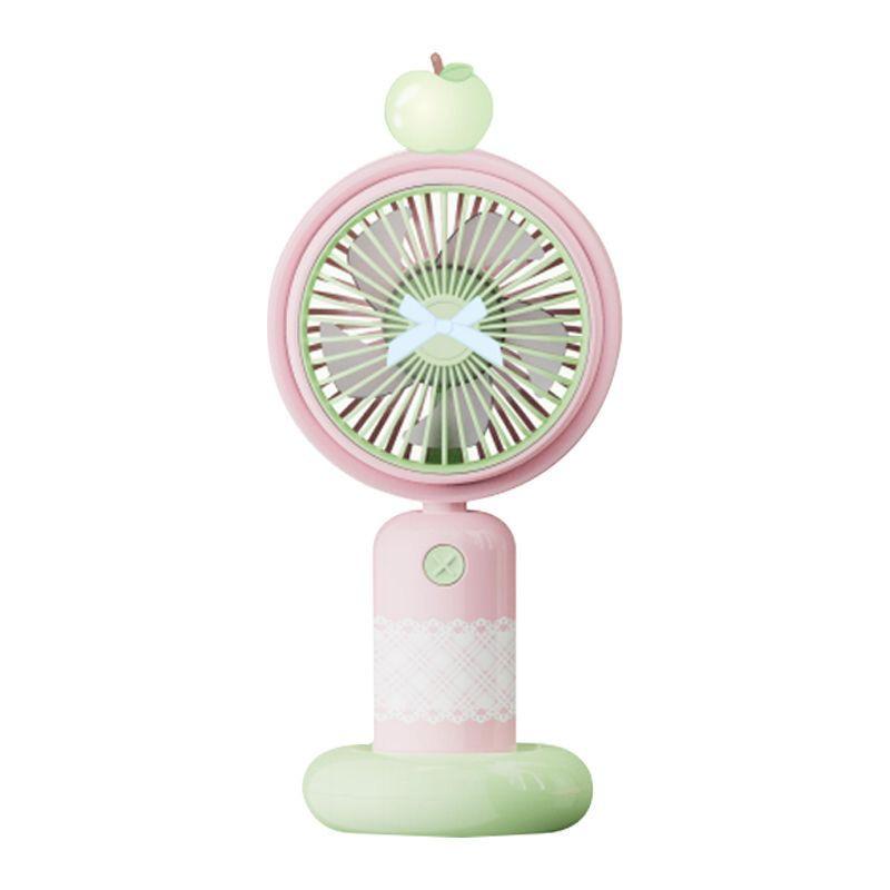 Qingpingguo Outdoor Travel USB Rechargeable Handheld Cartoon Fan, Three-Speed Desktop Fan.