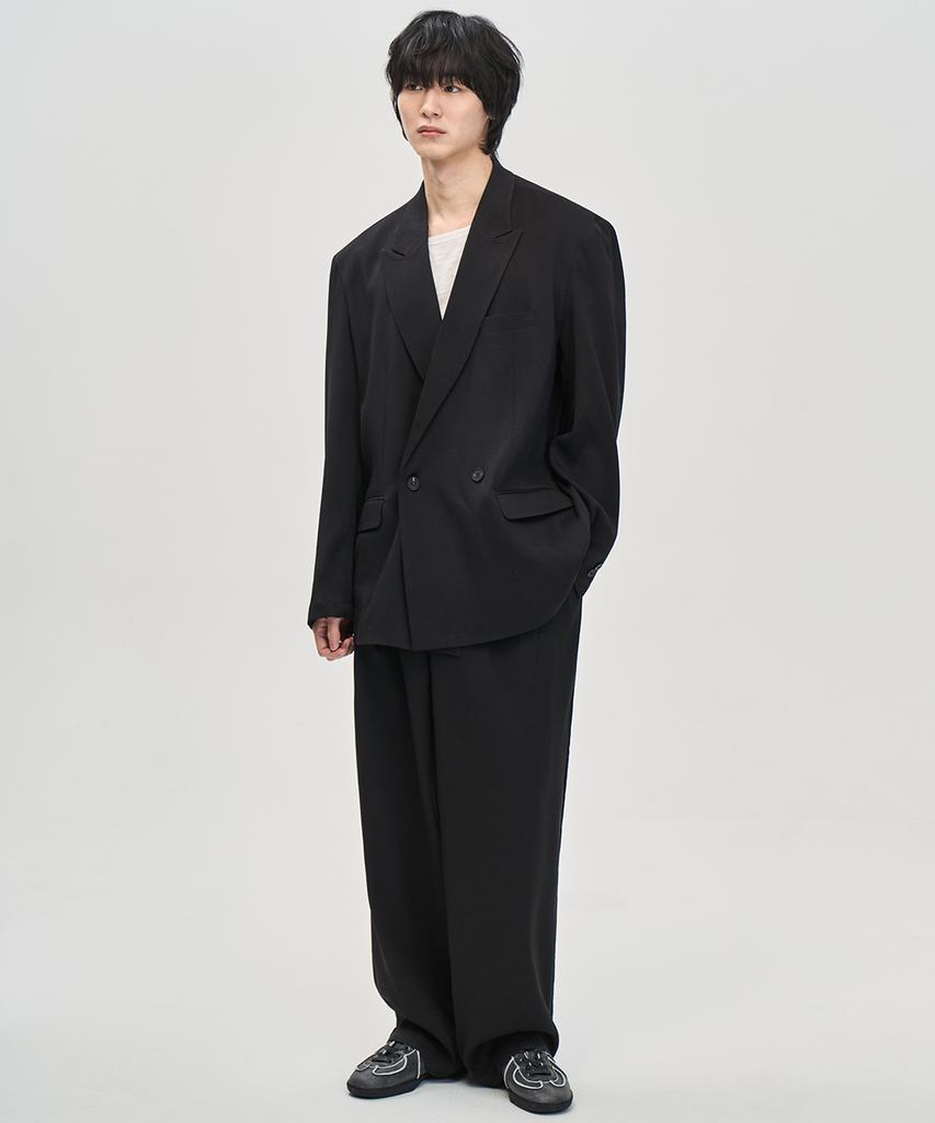 Prairie Big Daddy Fit One-Button Double Blazer (Black)