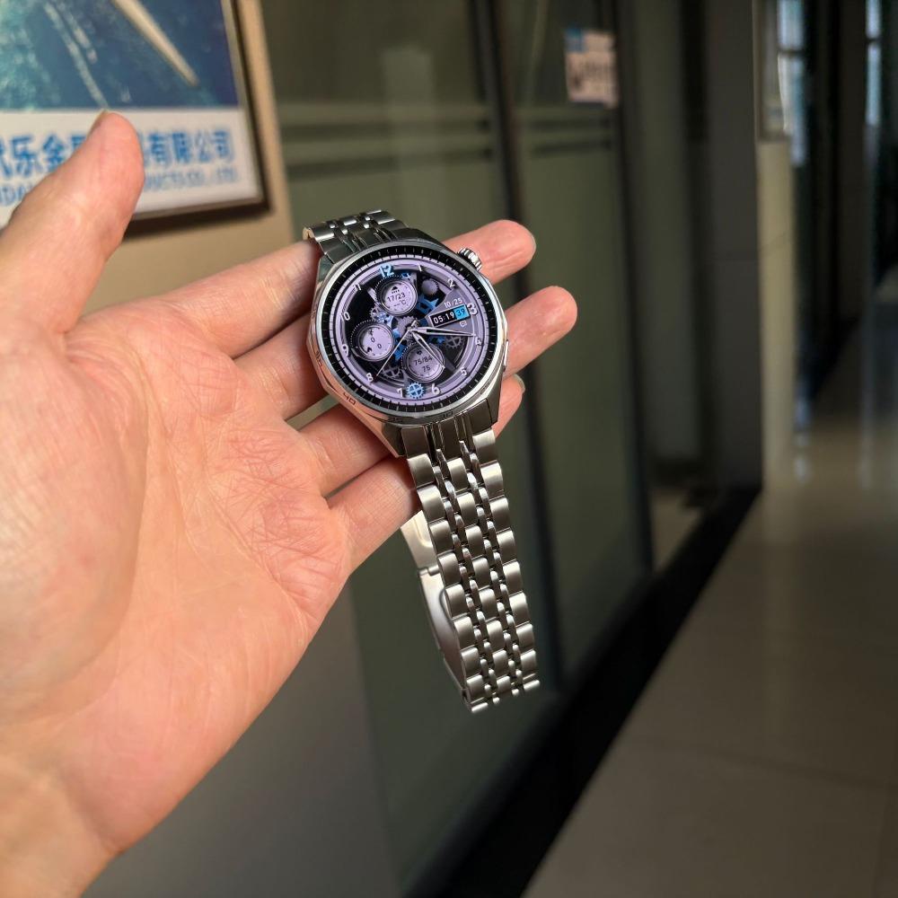 Curved Side Slide Seven Beads Stainless Steel Watch Band Luxury Business Metal Replacement Strap for Huawei Watch GT6 46mm