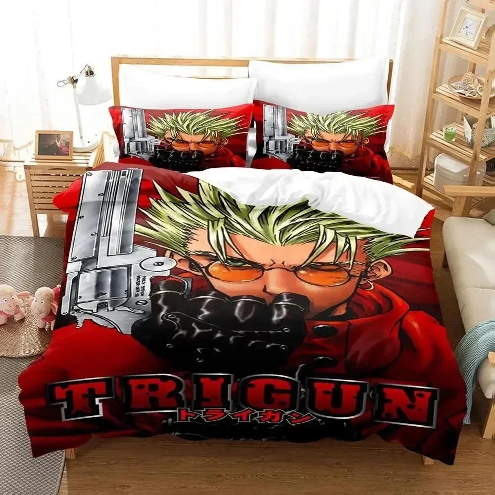 Anime TRIGUN STAMPEDE Bedding Set Printed Bed Set With Pillowcase Bed Duvet Cover Soft Queen King Size Bedclothes Home