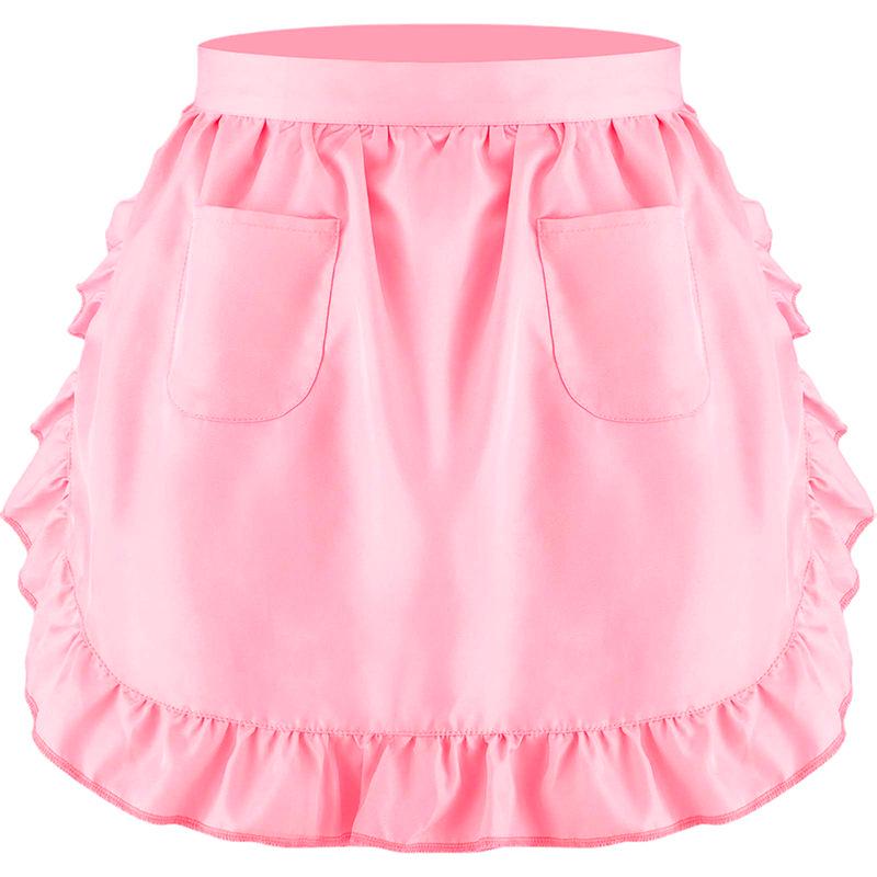 Europäischer Stil Reinweiße Prinzessin Halbkörper-Schürze mit Rüschenkante und Doppeltaschen.