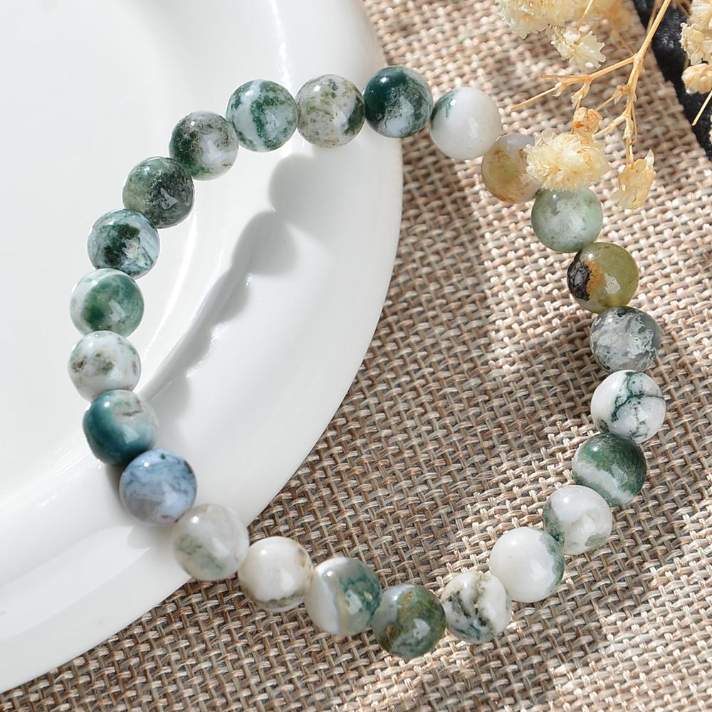 1 Piece of Depression Healing Crystal Bracelet. Dendritic Agate. Relieves Stress, Enhances Confidence and Eliminates Worry.