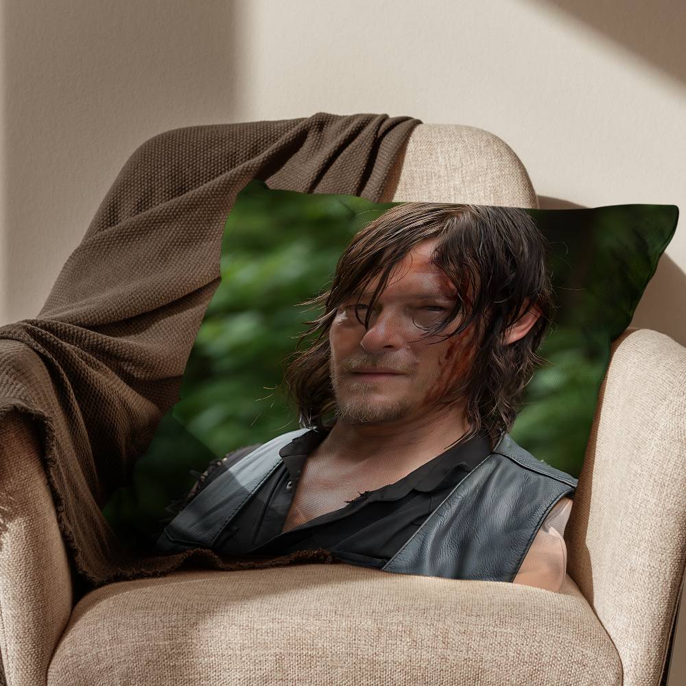 COOL Daryl T-The Walking Dead Pillow Case Square Double-Sided Printing Short Plush Sofa Cushion Cover Bedroom Bedside Pillow