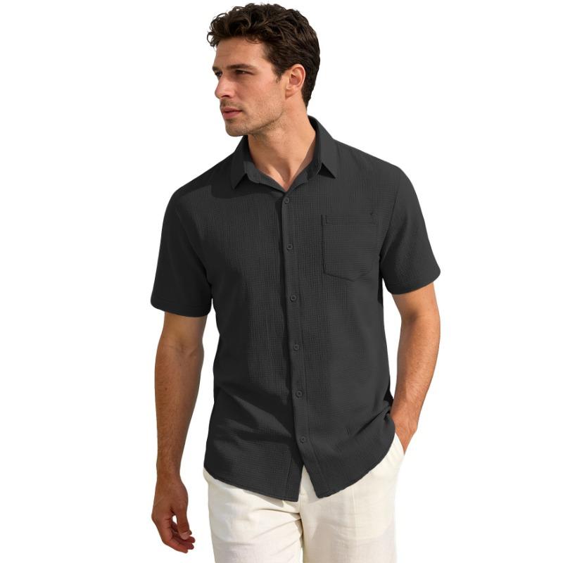Summer new solid color lapel pocket short-sleeved shirt light mature casual T-shirt