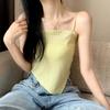 Hong Kong Style Retro Spring and Summer Irregular Plaid Camisole Vest Short Outer Wear Slim Fit Top For Girls